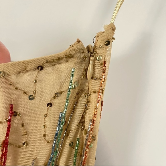 Nasty Gal Yellow Tan Tassel Beaded Sequin Flare Pants NWT sz 8 - Picture 8 of 15